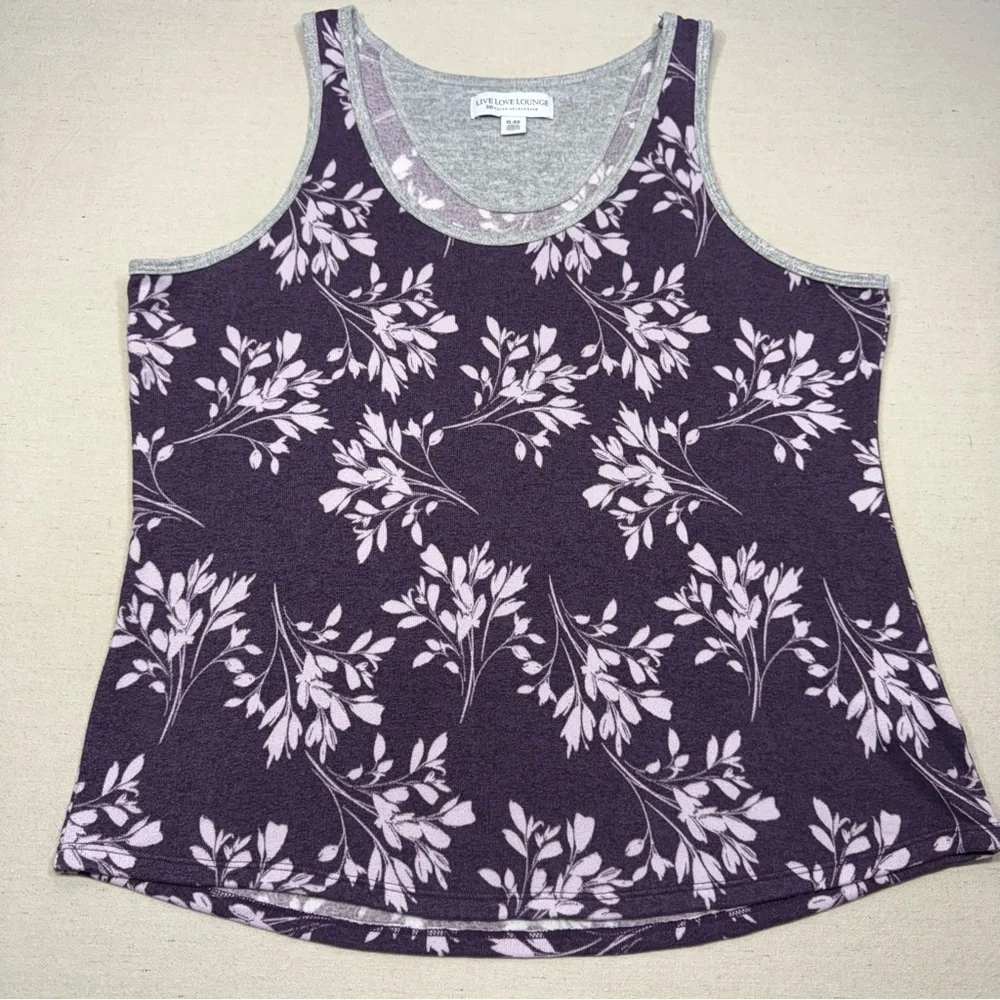 Live Love Lounge Karen Neuburger Top Womens XL Purple Tank Scoop Neck Sleeveless